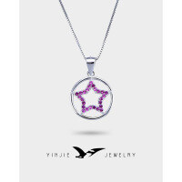 wholesale S925 Sterling Silver Zodiac Pendant with Zircon Star Minimalist Women's Necklace Wholesale from Source Factory-White gold pendant-without chain 925 silver