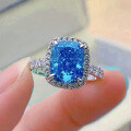 wholesale S925 metal blue high carbon diamond ring, 8*10 by Zhuozhifan New 2021-0-2