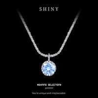 S925 Sterling Silver Moissanite Pendant Necklace, D-Color Crown Design, Light Luxury Style.-S925 sterling silver + 50 points royal blue moissanite  925 silver