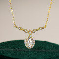 S925 Silver Women's Cross-Border New Moissanite Necklace, Simple Pendant-0-0