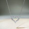 wholesale S925 Sterling Silver Heart-shaped Chain Women's Love Full Diamond Necklace Versatile Cross-border Best-seller Wholesale Direct Sales-0-0