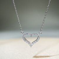 wholesale S925 Sterling Silver Heart-shaped Chain Women's Love Full Diamond Necklace Versatile Cross-border Best-seller Wholesale Direct Sales-Heart Necklace-XL127 925 Silver
