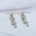 wholesale Silver freshwater pearl earrings with micro-set zirconia and wheat ear design, high-quality drop earrings for wholesale, autumn and winter new collection-0-1