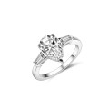 wholesale 925 Sterling Silver Three-Stone Teardrop Diamond Ring for Women, Small Niche High-End Luxury Classic Pear-Shaped Ring for Cross-Border Wholesale-0-0