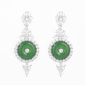 wholesale S925 Sterling Silver Inlaid Direct-from-Factory New Chinese Style Celebrity-Inspired Green Chalcedony Peace Knot Drop Earrings-0-4