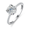 Sterling Silver D Color Moissanite Ring, 1 Carat Maple Leaf Bullhead Style-0-2