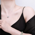 S925 Silver Four-Leaf Clover Pendant Necklace, Moissanite, Light Luxury Style-0-2
