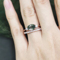 wholesale S925 Sterling Silver European Natural Style Natural Moss Agate Ring Unique Stackable Moss Gemstone Set Ring-0-0