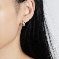 Sterling Silver Cross Earrings for Women with Moissanite, Simple Bridal Gift-0-3