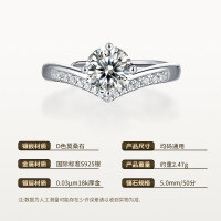 925 Silver Moissanite Princess Crown Ring-5.0mm/50-point moissanite/S925 sterling silver  Adjustable opening