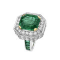 wholesale Gold Plated 925 Silver Ring with High Carbon Diamond, Chanel-style Emerald, Cocktail, Hot-selling Jewelry, Versatile for Women, Luxurious-0-0