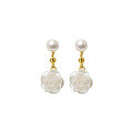 wholesale S925 silver minimalist light bead synthetic pearl camellia floral elegant earrings for women M01765-0-4