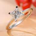 wholesale [925 Silver Plated White Gold] 1-carat princess cut moissanite ring, fancy-shaped moissanite women's ring, wholesale wedding ring-0-1