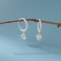 wholesale S925 Sterling Silver Fresh and Sweet Style Design-inspired Unique Heart Twist Ripple Ear Clasp M05509-0-0
