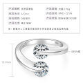 925 Silver 1ct Sweet Dual-Diamond Open Weave Sparkling Light Luxury Ring for Women-0-4