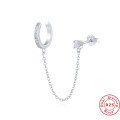wholesale S925 Sterling Silver Single Row Diamond-Studded Clip-On Earring with Fringe and Solitaire Design-0-6