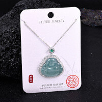 Metal Alloy Crystal Butterfly Necklace and Earring Set-S925 Sterling Silver + Jadeite NA-0166B 925 Silver