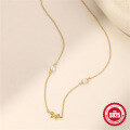 wholesale S925 Sterling Silver Simple Pearl Bow Layering Choker Necklace,。-0-3