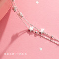 wholesale S925 Sterling Silver Star Bracelet for Women, Double-Layer Frosted Bead Minimalist Star-Shaped Niche Design Hand Accessory S5259-0-2