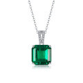 wholesale S925 Silver Qinghuan Pendant with Chain, Lab-Grown Emerald Gemstone Jewelry, Source Spot Silver Necklace-0-5