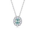 wholesale 18k gold-plated S925 silver necklace with French Paraiba-colored aqua blue moissanite 5*7mm oval pendant for women-0-0