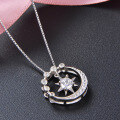 wholesale S925 sterling silver diamond-inlaid eight-pointed star necklace for women, Korean fashion cubic zirconia pendant, hollow-out choker-0-1