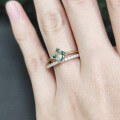 wholesale S925 Sterling Silver Natural Minimalist Aqua Agate Ring Stackable Gemstone Ring Colorfast-0-1