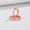 wholesale S925 sterling silver with rose gold electroplating Japanese-style luxury interlocking heart couple rings for men and women-0-3