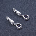 wholesale S925 Silver Natural Amethyst Gemstone Elegant Earrings, European and American Fashion Colored Crystal Stone Ear Jewelry-0-2