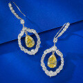 wholesale 925 Silver Ear Hooks for Women, Luxuriously Set with 8*12mm Pear-Shaped Teardrop Yellow Diamonds and High-Carbon Diamonds-0-2