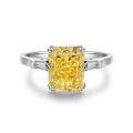 wholesale S925 Sterling Silver Yellow Diamond Ring for Women, Ice Cut Radiant Cut 8A Zircon Engagement Ring, Wedding Banquet European and American Cross-Border-0-24