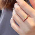 wholesale S925 Sterling Silver Vintage Ruby Row Ring, Classic and Versatile Timeless Ring, Exquisite Women's Band-0-3