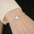 wholesale S925 Sterling Silver Fragmented Silver Diamond-Inlaid Butterfly Connected Bracelet, Simple and Advanced Niche Design, Ins-Style Hand Jewelry-0-3