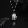 wholesale 925 Sterling Silver Plated Moissanite Hollow Egg Pendant Necklace for Cross-BorderLive Streaming Fashion Women's Pendant Necklace-0-1