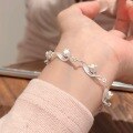 wholesale S925 Sterling Silver New Chinese-style Filigree Lily of the Valley Bracelet, Exquisite and Versatile, Niche Floral Entwined Sweet Hand Jewelry-0-4