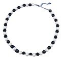 wholesale New Metal Strong Light Perfectly Round Large 8mm Pearl Black Agate Vintage Necklace French Collarbone Chain 40+5cm Live-0-4