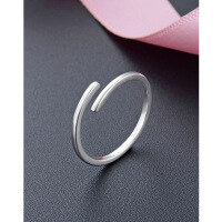 wholesale 925 Sterling Silver Open Ring for Women, Minimalist Ins Geometric Cross Simple Circle Index Finger Ring, Niche Design-Open Ring 925 Silver Adjustable Opening