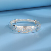wholesale 999 Pure Silver Dragon and Phoenix Auspicious Bangle for Women, Mother's Day Gift-Fashion Bracelet - Small S999 Silver