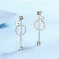 wholesale S925 Sterling Silver High-Quality Moissanite Split Long Earrings, Luxury Niche Design, Ready Stock Wholesale-0-1