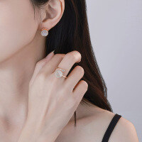 wholesale 925 Silver Cat's Eye Stone Rotating Openable Ring for Women, Light Luxury Fashion and Elegant Rotating Cat's Eye Stone Earrings-xb1133-Lucky Cat's Eye Earrings