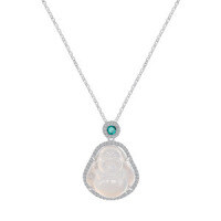 S925 Sterling Silver Zircon-Inlaid Green Chalcedony Maitreya Necklace-S925 Sterling Silver + Zircon + Chalcedony Necklace  925 Silver