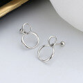 wholesale S925 Sterling Silver Hong Kong Style Minimalist Geometric Double Hoop Earrings for Women, Simple and Elegant, Versatile Accessory-0-1