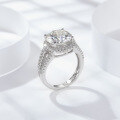 wholesale Platinum 5-carat round moissanite luxury classic halo ring for wealthy women's gatherings-0-1