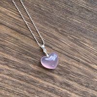wholesale S925 Sterling Silver Amethyst Chalcedony Heart Pendant Necklace, Sweet Exquisite Fresh Niche Design High-end Youth Collarbone Chain-Silver>925 silver