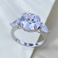 wholesale S925 Sterling Silver 10*10 4-Carat Round High-End Wedding Fashion Ring for Women, Premium Live Stream-0-2
