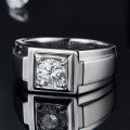 wholesale S925 Sterling Silver, Moissanite 1 Carat Men's Ring, Cross-Border Best-Seller Factory Direct-0-3