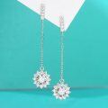 wholesale 925 Sterling Silver Moissanite Diamond Fashion Sunflower Earrings Long Tassel Personality Earrings Versatile Ear Thread Women-0-0