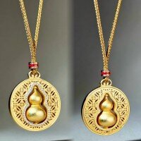 wholesale Gold-plated rotating hulu necklace for women with sand gold compass and diamond pendant, adjustable chain for sweaters, factory direct-XL295-T