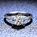 925 Silver Moissanite Four-Prong Crown Engagement Ring for Women-0-2