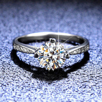 925 Silver Moissanite Four-Prong Crown Engagement Ring for Women-1 carat (empty)  10 yards